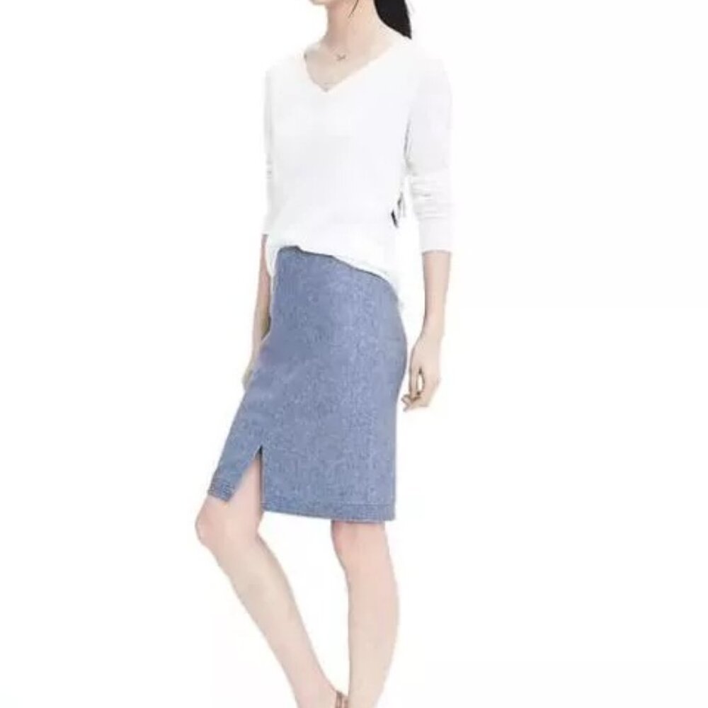 Luxury Italian Flannel Wool Blend Lined Skirt by Banana Republic Sz 10 Like New